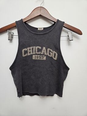 Garage Black 'Chicago 1993' Ribbed Cropped Tank